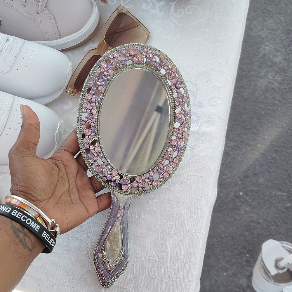 Pink and Silver Princess Handheld Mirror